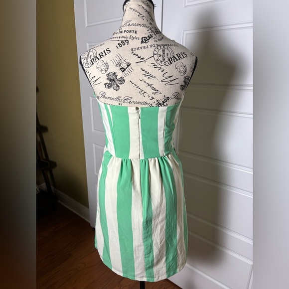 Anthropologie Judith March Strapless Green and White Dress - Picture 2 of 6